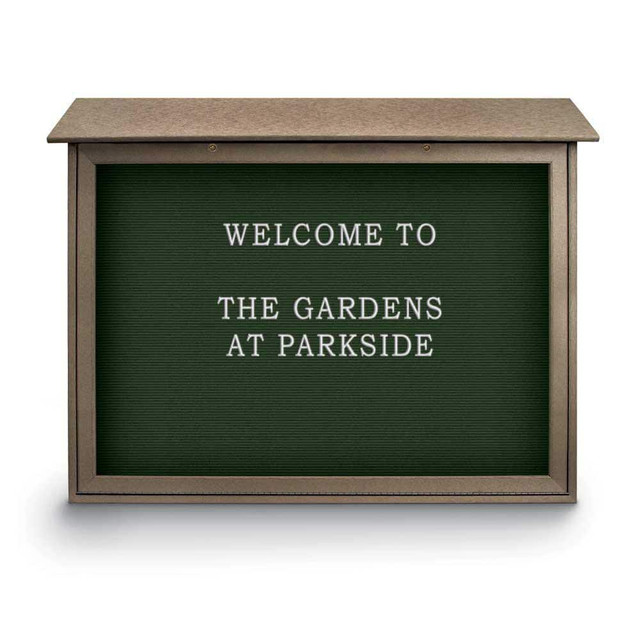 United Visual Products UVDSB4536LB-WEA Enclosed Letter Board: 45" Wide, 36" High, Fabric, Woodland Green