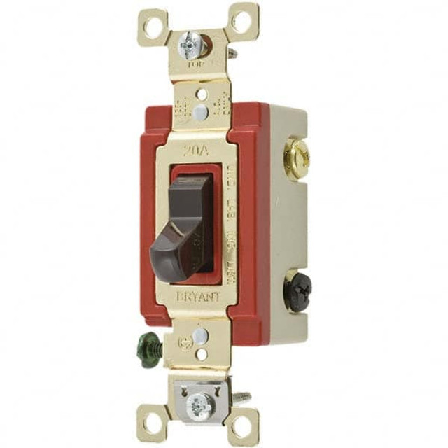 Bryant Electric 4903 Wall & Dimmer Light Switches; Switch Type: Three Way ; Switch Operation: Toggle ; Grade: Industrial ; Includes: Terminal Screws ; Standards Met: UL Listed; CSA Certified