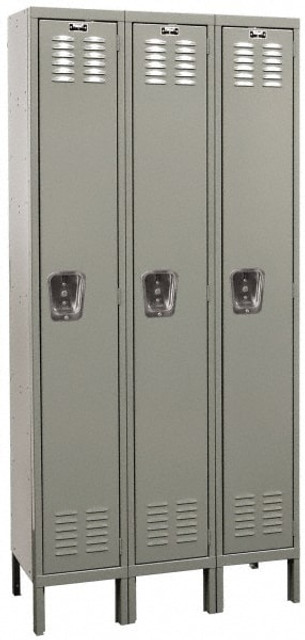 Hallowell U3558-1HG 3-Wide Locker: 15" Wide, 14" Deep, 78" High, Padlock