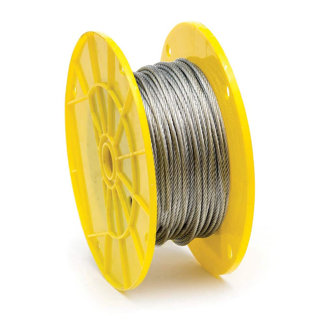 Mibro 504742 Wire Rope & Cable; Breaking Strength (Lb.): 850 ; Bare Diameter (Fractional Inch): 3/16 ; Length Ft.: 250.00 ; Diameter (Inch, Fraction): 3/16 ; Strand Type: 7 x 19 ; Head Coating: Uncoated