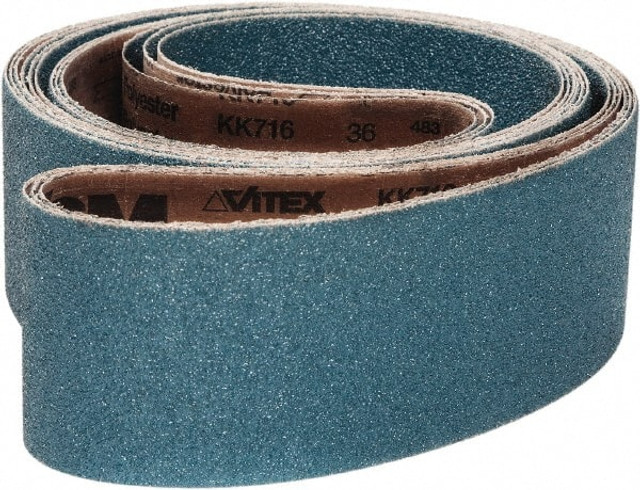 VSM 319431 Abrasive Belt: 1/2" Wide, 12" Long, 120 Grit, Zirconia Alumina
