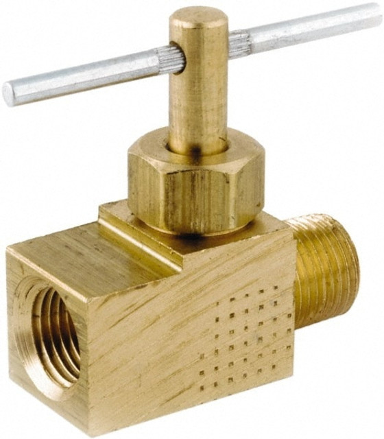 ANDERSON METALS 759135-02 Needle Valve: Straight, 1/8" Pipe, MIP x FIP End, Lead-Free Brass Body, Brass Seal