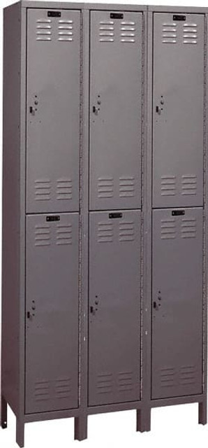 Hallowell UH3258-2A-HG 3-Wide Locker: 12" Wide, 14" Deep, 78" High, Padlock