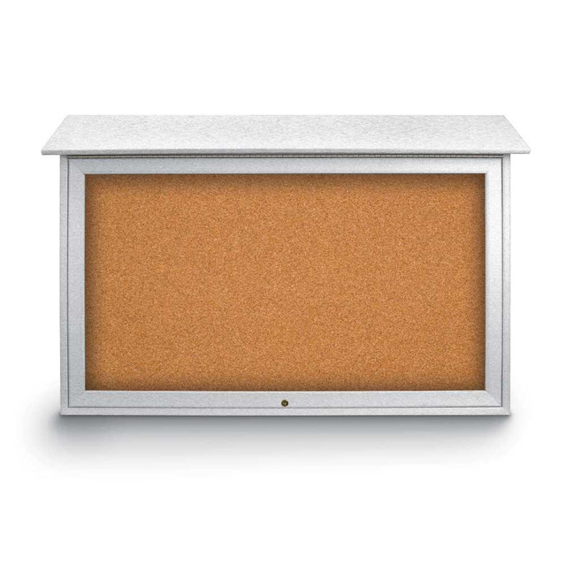 United Visual Products UVSDT4530-WHITE Enclosed Cork Bulletin Board: 45" Wide, 30" High, Cork, Natural Tan