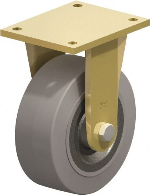 Blickle 446534 Rigid Top Plate Caster: Solid Rubber, 8" Wheel Dia, 3-9/64" Wheel Width, 1,870 lb Capacity, 10-1/32" OAH