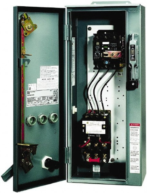 Square D 539SCA17V02CP1S Combination Starters; Continuous Amperage: 27 A; Starter Type: NEMA; Enclosure Type: Enclosed; Compatible Motor Phase: Three Phase; Action: Non-Reversible; Voltage: 600 V ac; Number of Poles: 3; Horse Power: 10 hp; 10 hp old;