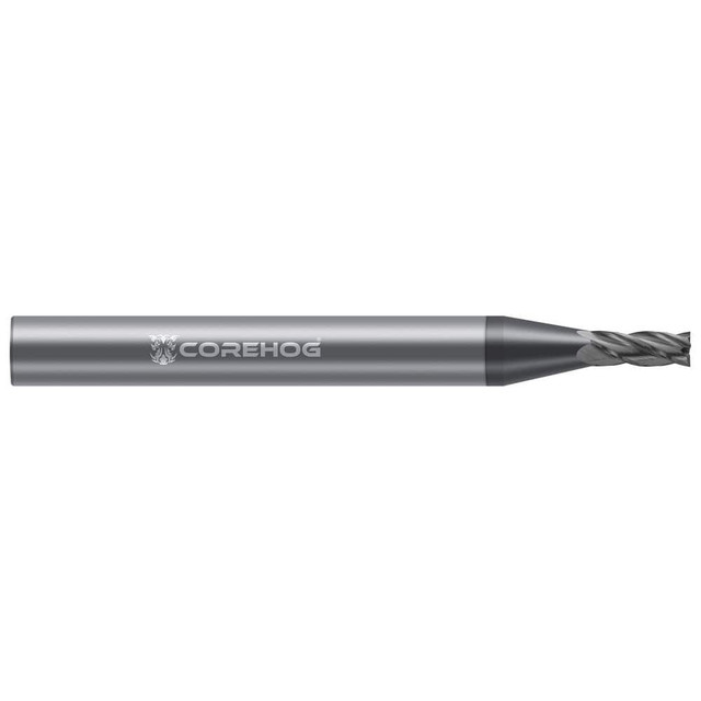 Corehog C06242 Square End Mills; Mill Diameter (Inch): 3/64 ; Mill Diameter (Decimal Inch): 0.0470 ; Mill Diameter (mm): 1.20 ; Number Of Flutes: 4 ; End Mill Material: Solid Carbide ; End Type: Single