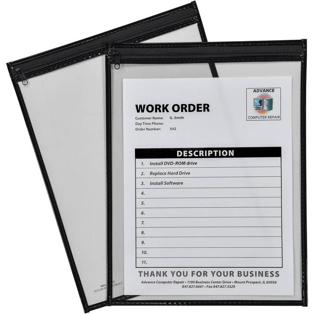 C-LINE. 43301 Document Protectors; Document Type: Shop Ticket Holder ; Material: Vinyl ; Color: Black ; For Document Width: 9in ; For Document Length: 12in ; Number Of Pieces: 15