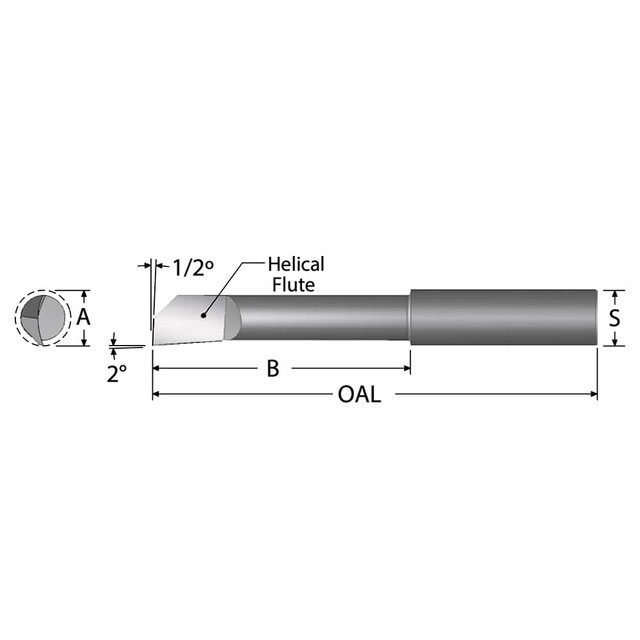 Scientific Cutting Tools HB1351000 Helical Boring Bar: 0.135" Min Bore, 1" Max Depth, Right Hand Cut, Submicron Solid Carbide
