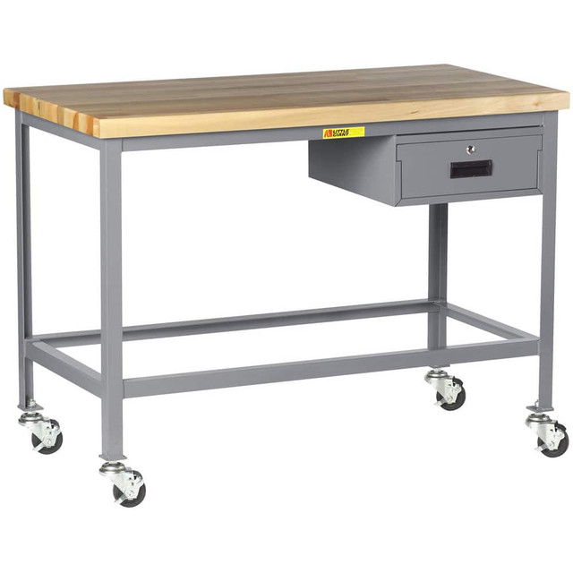 Little Giant. WT-2424-3RDR Mobile Work Benches; Bench Type: Butcher Block Work Center ; Edge Type: Square ; Depth (Inch): 24 ; Leg Style: Fixed ; Load Capacity (Lb. - 3 Decimals): 1000.000 ; Height (Inch): 35