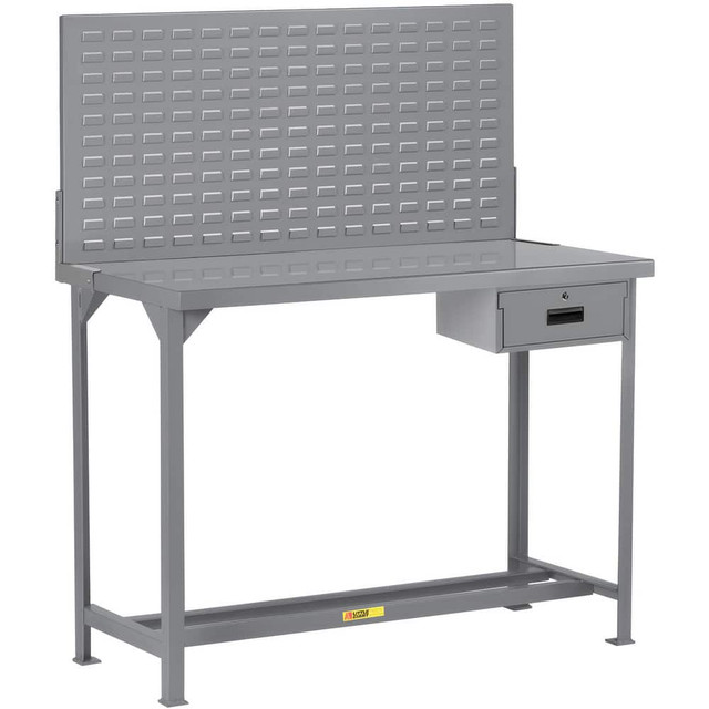 Little Giant. WST1-367236LPDR Stationary Work Benches, Tables; Bench Style: Heavy-Duty Use Workbench ; Edge Type: Square ; Leg Style: Fixed with Pre-Drill Holes for Anchoring ; Depth (Inch): 36 ; Color: Gray ; Maximum Height (Inch): 60