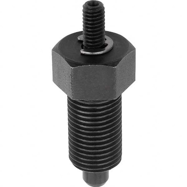 KIPP K0341.1903AJ 1/4-28, 10mm Thread Length, 3mm Plunger Diam, Hardened Locking Pin Knob Handle Indexing Plunger