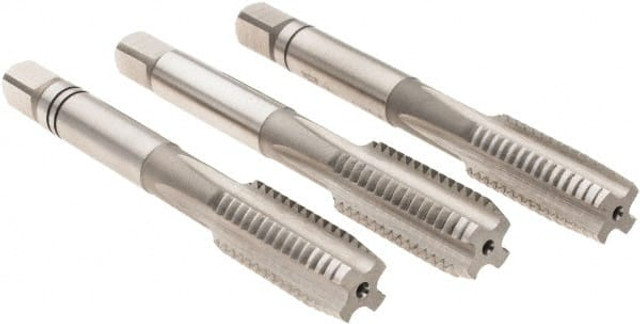 Iscar 4445016 Tap Set: M10 x 1.5 Metric Coarse, 4 Flute, Bottoming Plug & Taper, High Speed Steel