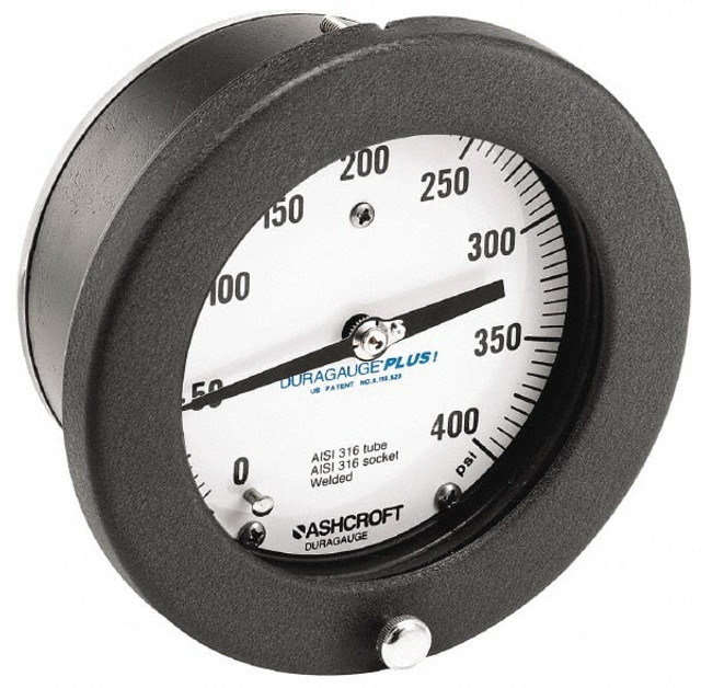 Ashcroft 93112XLL Pressure Gauge: 4-1/2" Dial, 0 to 200 psi, 1/4" Thread, MNPT, Center Back Mount