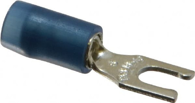 Thomas & Betts RB14-6FL Locking Fork Terminal: Blue, Nylon, Partially Insulated, #6 Stud, Crimp