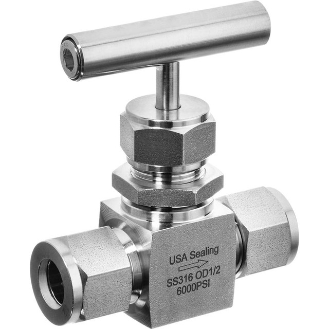 USA Industrials ZUSA-VLV-91 Needle Valve: 1/4" Pipe, Polytetrafluoroethylene Seal