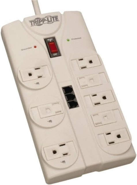 Tripp-Lite TLP808TELTAA Power Outlet Strips; Amperage: 15 A; Amperage: 15 A; Voltage: 120 V; Protection Type: Surge; Number of Outlets: 8; Mount Type: Keyhole; Number Of Outlets: 8; Mounting Type: Keyhole; Strip Length: 9.5500 in; Cord Length: 8 ft; 