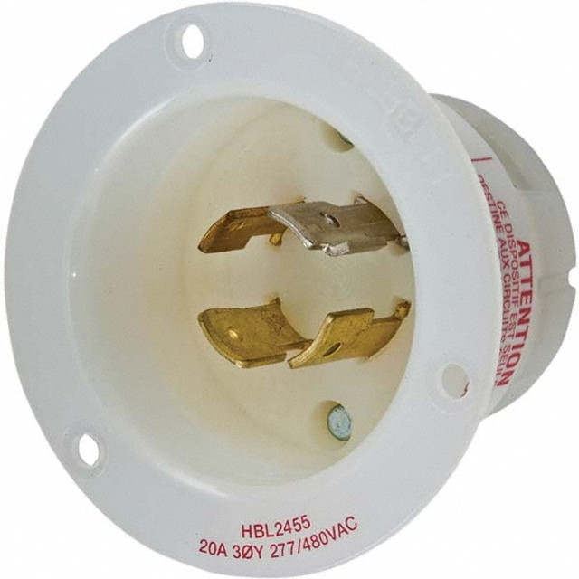 Hubbell Wiring Device-Kellems HBL2455 Locking Inlet: Inlet, Industrial, L19-20P, 277 & 480V, White