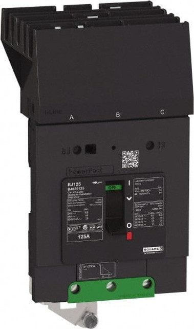 Square D BDA36125 125 Amp, 600Y/347 VAC, 3 Pole, Panel Mount B-Frame Circuit Breaker