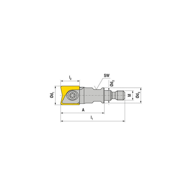 Ceratizit 56130122 Indexable Ball Nose End Mill: 12 mm Cut Dia, Solid Carbide, 45.5 mm OAL