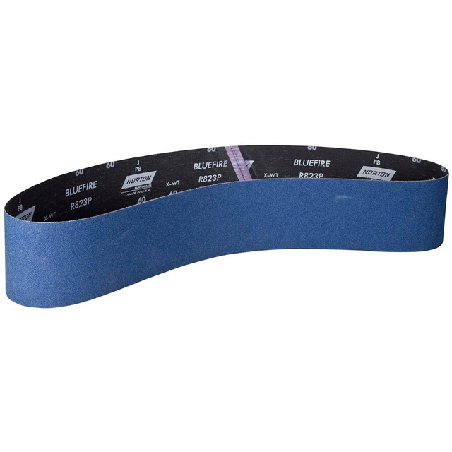 Norton 78072725116 Abrasive Belt:  4" Wide, 54" OAL, 60 Grit, Zirconia Alumina