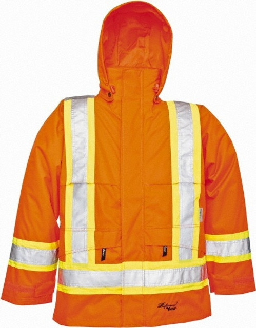 Viking 6330JO-M Rain Jacket: Size Medium, High-Visibility Orange, Polyester