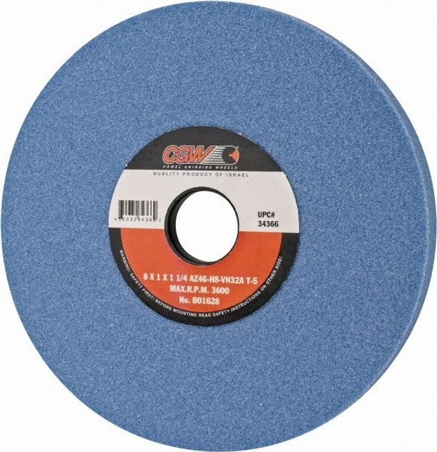 CGW Abrasives 34366 Surface Grinding Wheel: 8" Dia, 1" Thick, 1-1/4" Hole, 46 Grit, H Hardness
