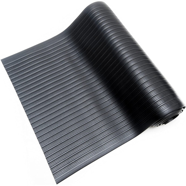 Bertech AFRB38-3X15BLK Anti-Fatigue Mat: 15' Length, 3' Wide, 3/8" Thick, Vinyl, Beveled Edge, Light-Duty