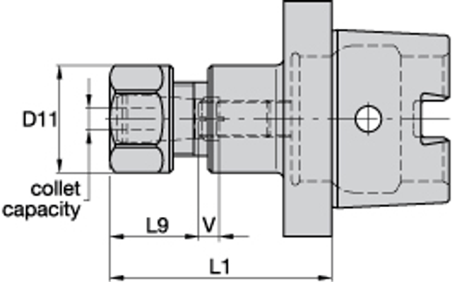 Kennametal 1139068 Collet Chuck: 0.51 to 10.41 mm Capacity, ER Collet, Hollow Taper Shank