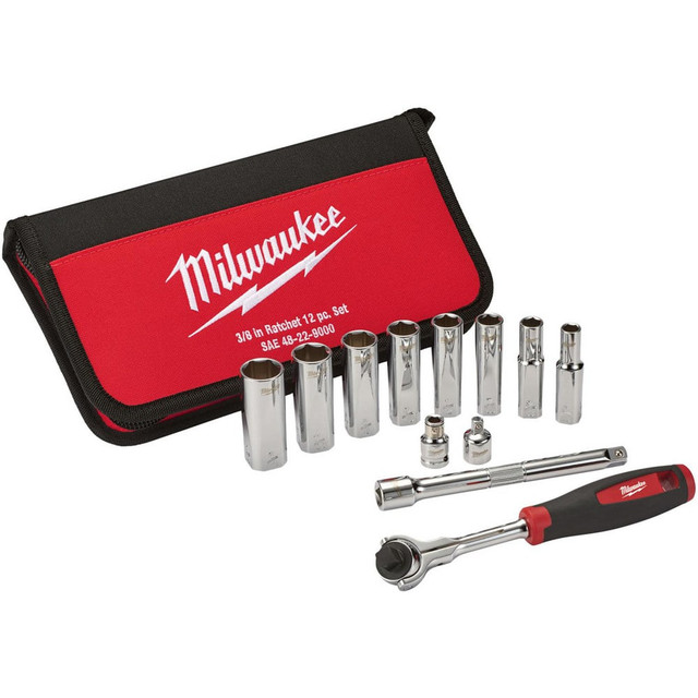 Milwaukee Tool 48-22-9000 Ratchet Socket Set: 12 Pc