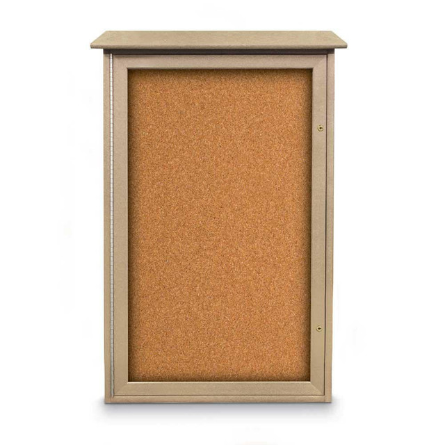 United Visual Products UVSD4226-SAND-C Enclosed Cork Bulletin Board: 42" Wide, 26" High, Cork, Natural Tan