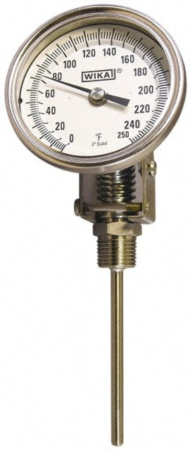 Wika 32240A003G4 Bimetal Dial Thermometer: 25 to 125 &deg; F, 24" Stem Length