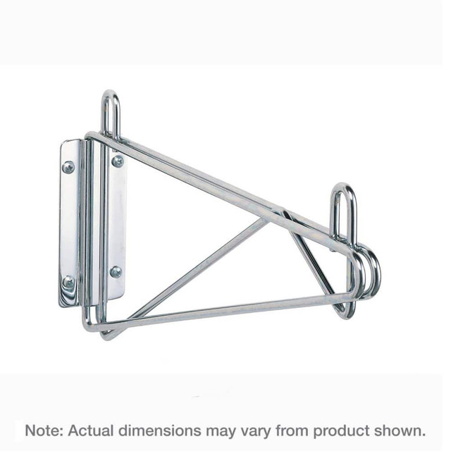 Metro 1WD14S Open Shelving Accessories & Components; Component Type: Direct Wall Mount Single Shelf Bracket ; For Use With: Metro Super Erecta Shelving ; Material: Rust-Resistant Epoxy Coated Steel ; Load Capacity: 250 ; Color: Silver ; Finish: Stain