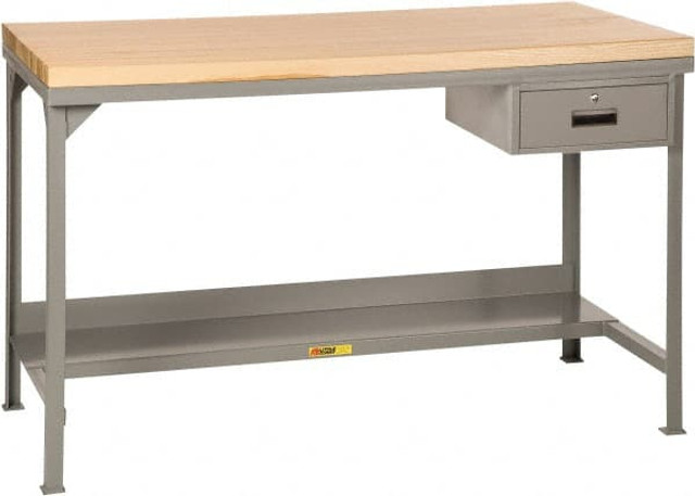Little Giant. WSJ2-3072-36-DR Stationary Heavy-Duty Workbench with Butcher Block Top: Gray