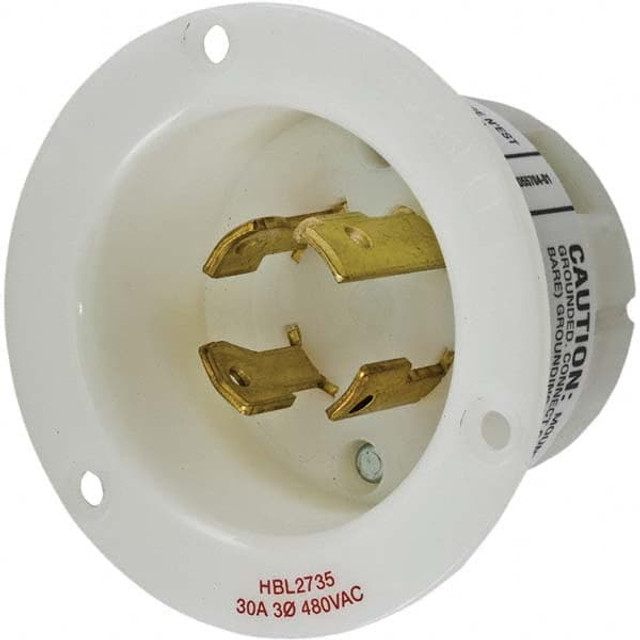 Hubbell Wiring Device-Kellems HBL2735 Locking Inlet: Inlet, Industrial, L16-30P, 480V, White