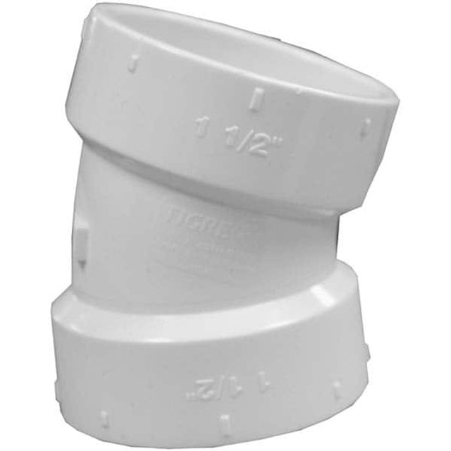 Jones Stephens PFL560 Plastic Pipe Fittings; Fitting Type: Elbow ; Fitting Size: 6 in ; Material: PVC ; End Connection: Hub x Hub ; Color: White
