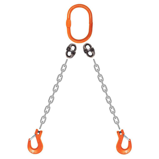 Stren-Flex CM0720G10DOS Chain Sling: 20' Long, 4,700 lb Vertical, 3,800 lb Choker, 2,700 lb Basket, Steel