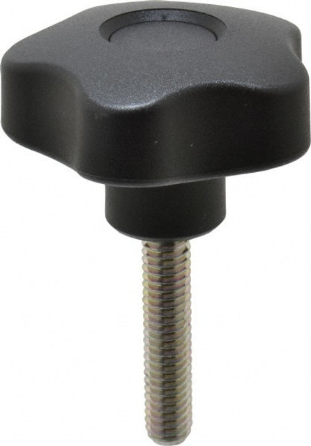 Elesa 969965 Lobed Knob: 1.97" Head Dia, 5 Points, Thermoplastic Elastomer, Black