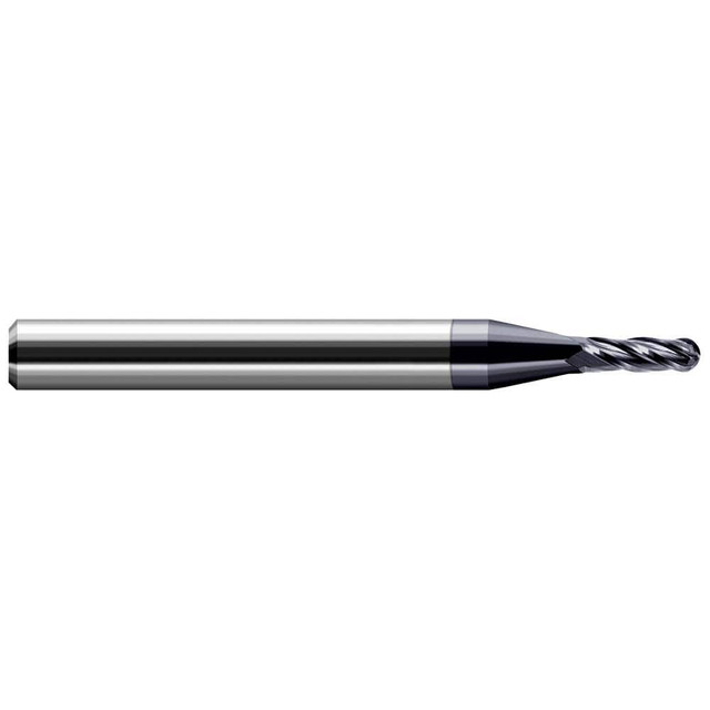 Harvey Tool 74006-C3 Ball End Mill: 0.006" Dia, 0.018" LOC, 2 Flute, Solid Carbide