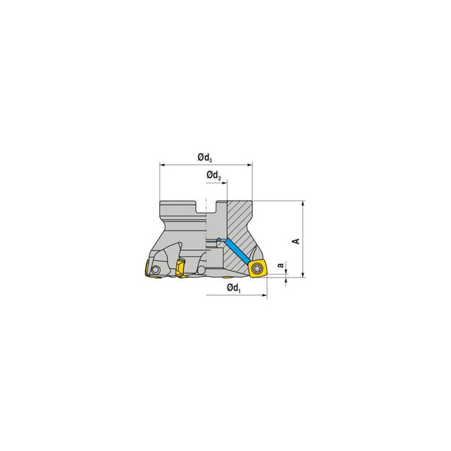 Ceratizit 50683052 Indexable High-Feed Face Mill: 42 to 52 mm Cut Dia, 22 mm Arbor Hole