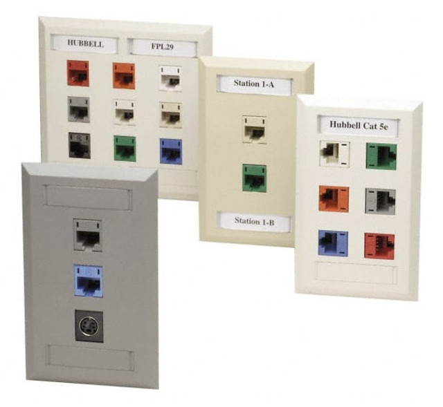Hubbell IFP13TI Wall Plates; Wall Plate Type: Phone & Data Wall Plates ; Color: Ivory ; Wall Plate Configuration: 3 Ports ; Shape: Rectangle ; Number of Gangs: 1 ; Standards Met: ANSI/TIA 606-B Compliant; cULus Listed; UL 94 V-0; UL Listed