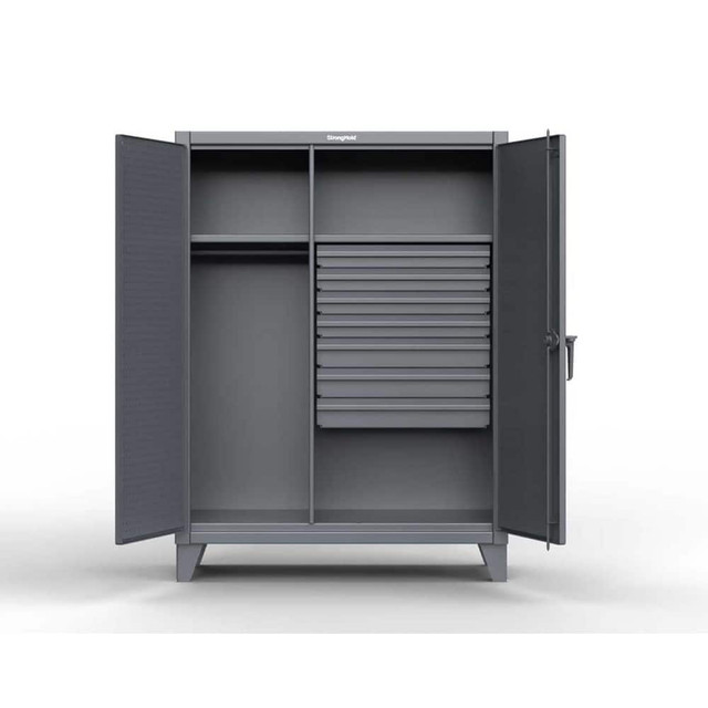 Strong Hold 56-W-243-7DB-PB Storage Cabinets; Cabinet Type: Wardrobe ; Cabinet Material: Steel ; Width (Inch): 60in ; Depth (Inch): 24in ; Cabinet Door Style: Pegboard ; Height (Inch): 78in