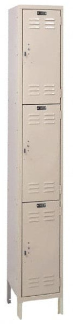 Hallowell UH1288-3A-PT 1-Wide Locker: 12" Wide, 17" Deep, 78" High, Padlock