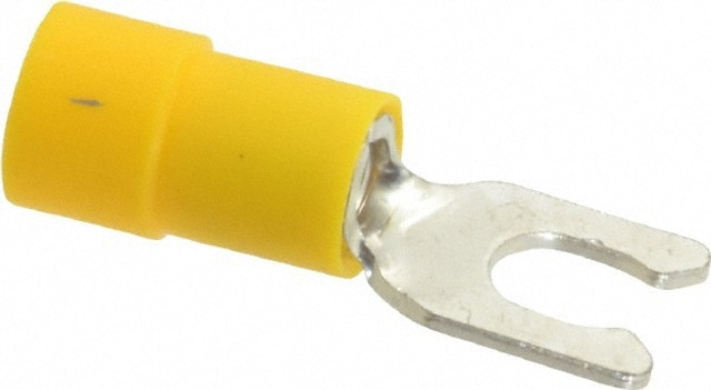 Thomas & Betts TV10-8LF-XV Locking Fork Terminal: Yellow, Vinyl, Partially Insulated, #8 Stud, Crimp