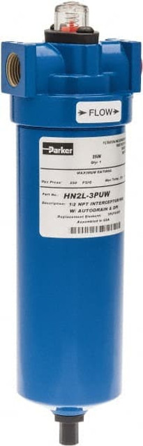 Parker HN2L-3PUW Particulate Compressed Air Filter: 1/2" NPT Port