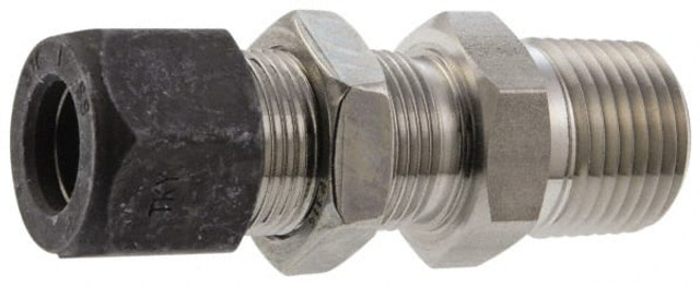 Parker 8-6 FH2BZ-SS Compression Tube Bulkhead Connector: 3/8" Thread, Compression x MNPT