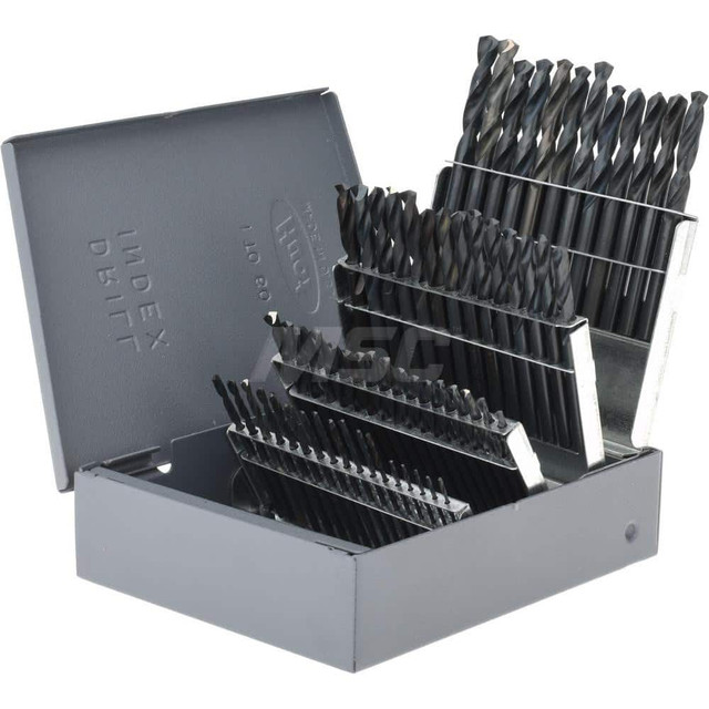 Hertel C.E96.S60-2 Drill Bit Set: Screw Machine Length Drill Bits, 60 Pc, 135 °, High Speed Steel