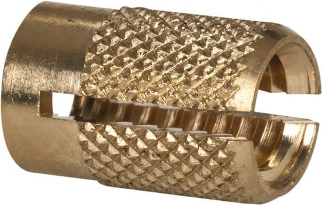 E-Z LOK 240-4-BR 1/4-20 UNC Brass Flush Press Fit Threaded Insert for Plastic