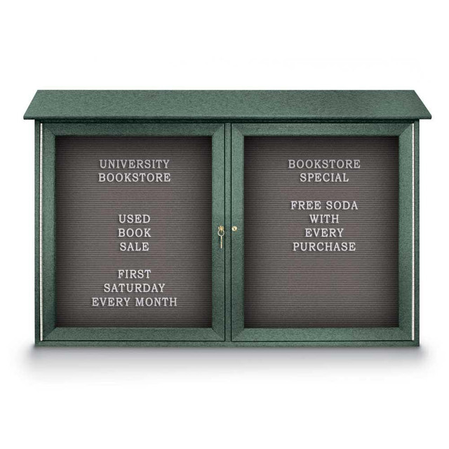 United Visual Products UVDD4530LB-WOOD Enclosed Letter Board: 45" Wide, 30" High, Fabric, Gray