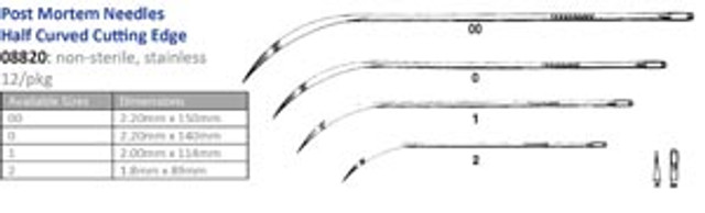 Cincinnati Surgical Company  08820 Suture Needle, Size 00-2, Post Mortem, Half Curved Cutting, 12/pk (Must be Ordered in Multiples of 10 dozen) (DROP SHIP ONLY)